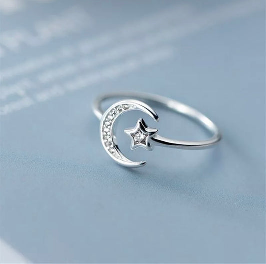 Adjustable Moon Star Ring