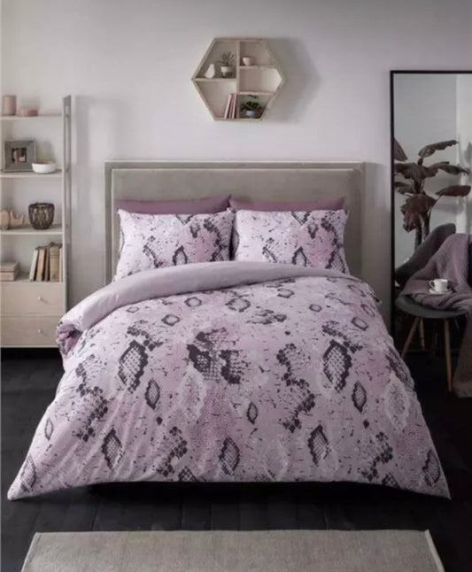 Pink Snake Skin Duvet Set Single