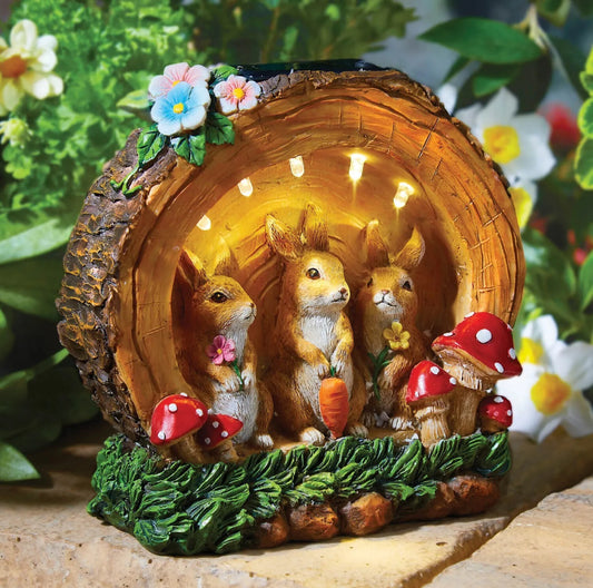 Rabbit Family Solar Ornament