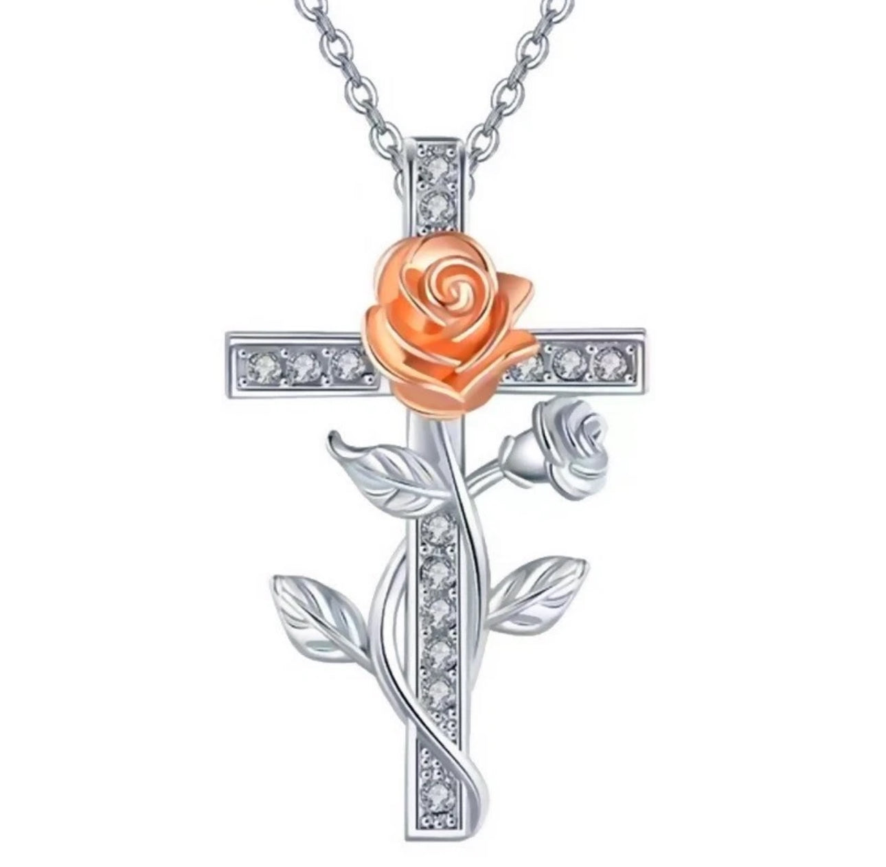 Rose On A Cross Pendant