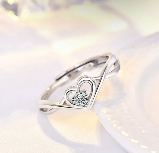 Silver Heart Adjustable Ring