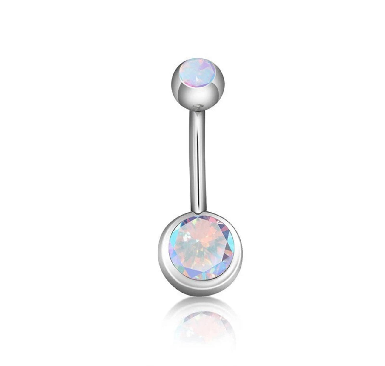 Coloured Crystal Belly Button Bar