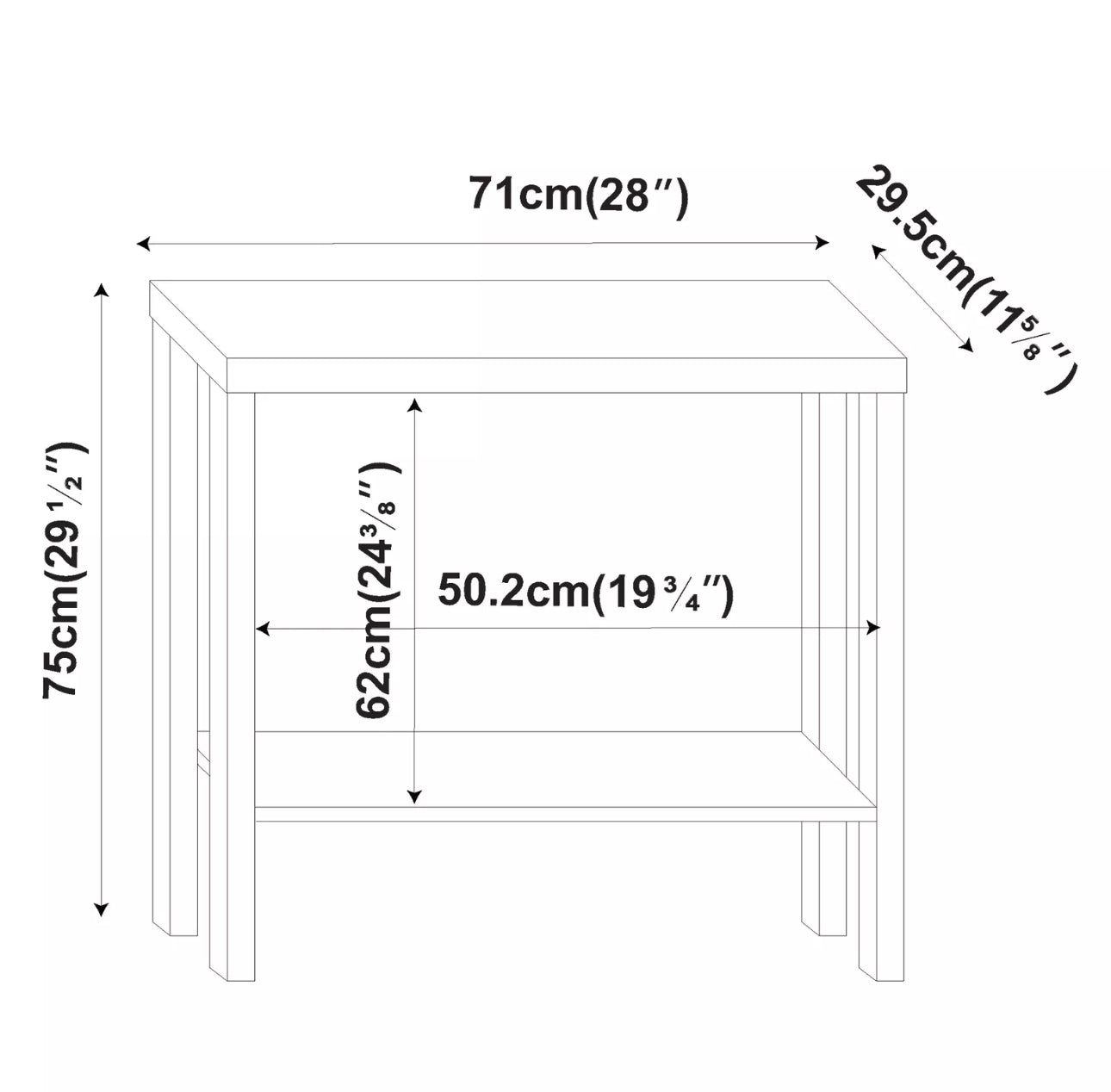 2 Tier Narrow Wooden Entryway Table