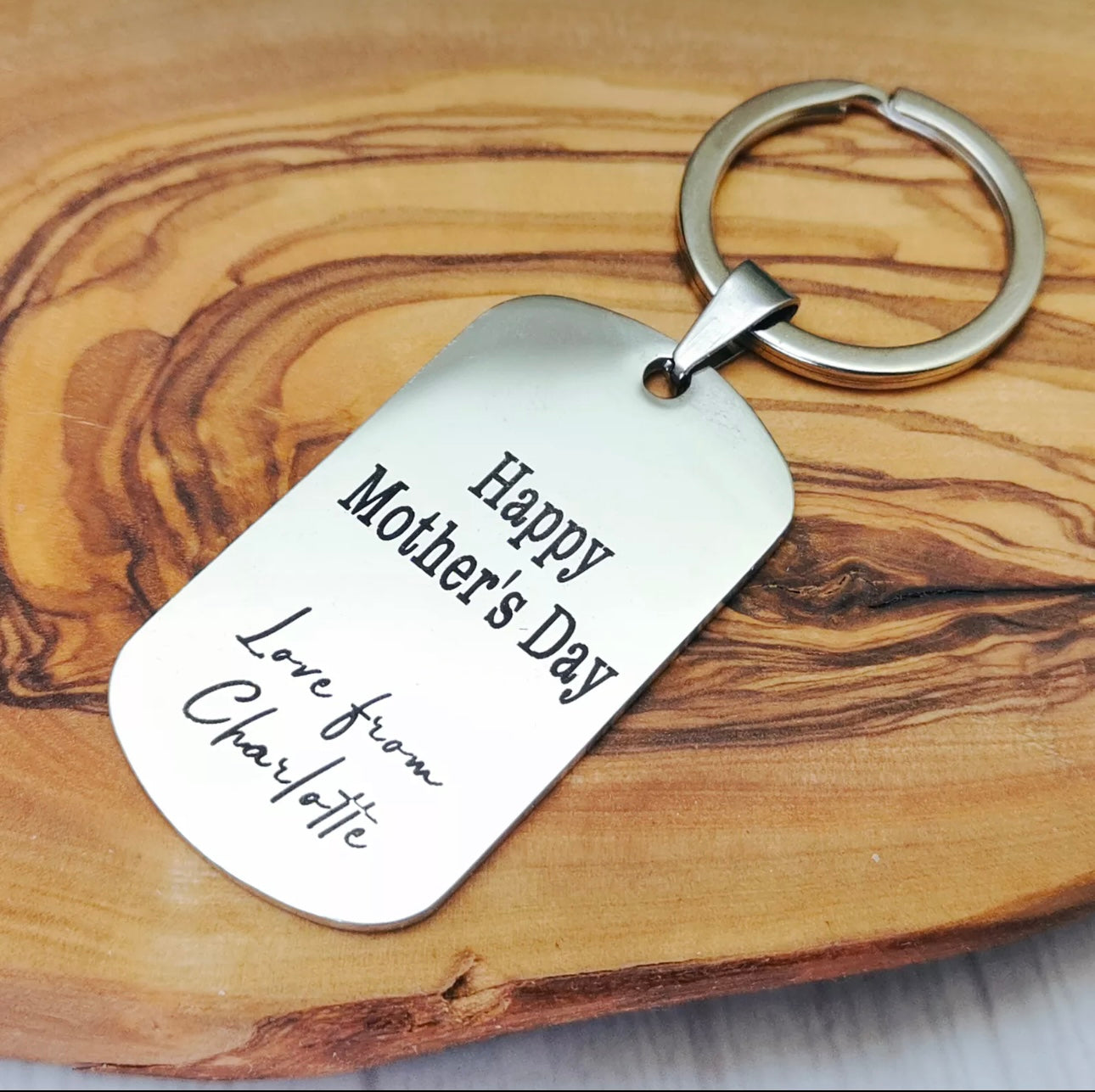 Personalised Engraved Stainless Steel Keyrings For Mother’s Day