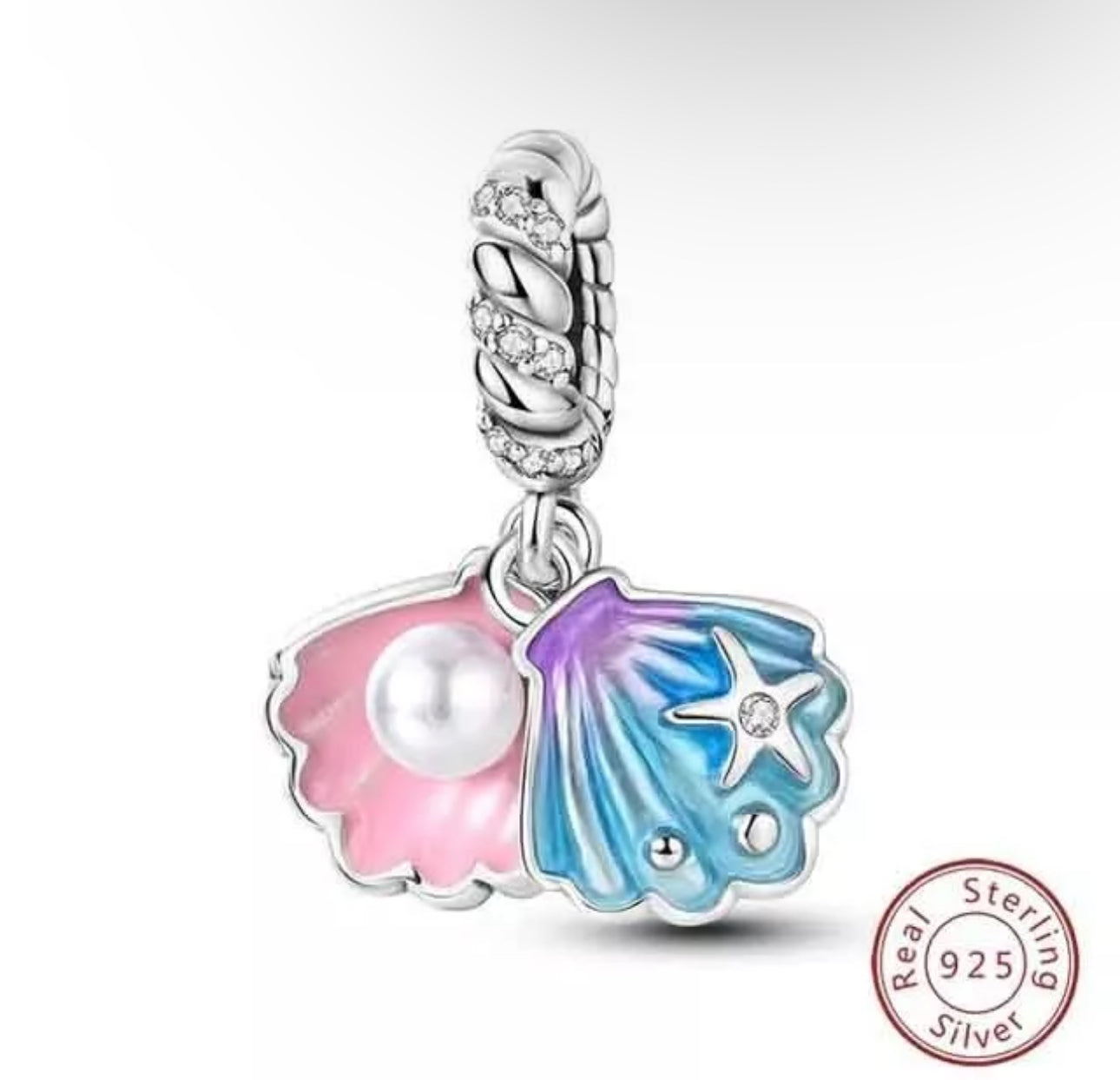 Pink & Blue Seashell Charm