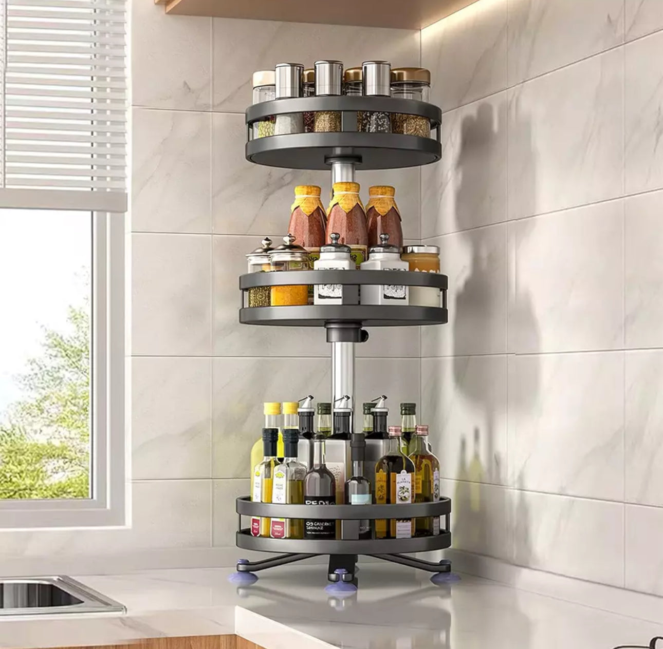 3 Tier Rotating Spice Rack