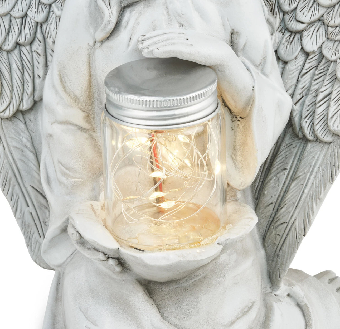 Solar Cherub Lantern Statue