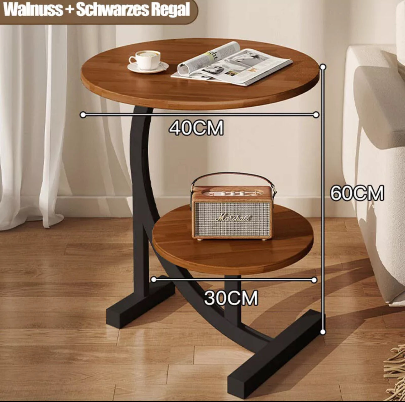 2 Tier C-Shaped Side Table