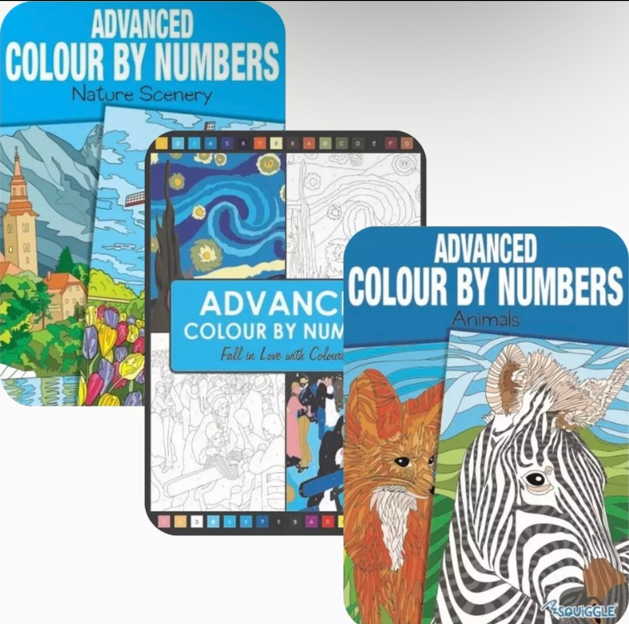 Set Of 3 Advanced Colour By Numbers