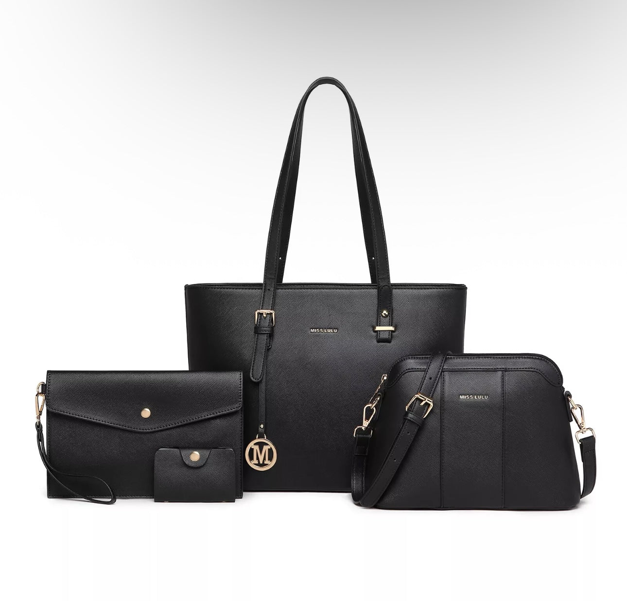 4pc Faux Leather Handbag Set