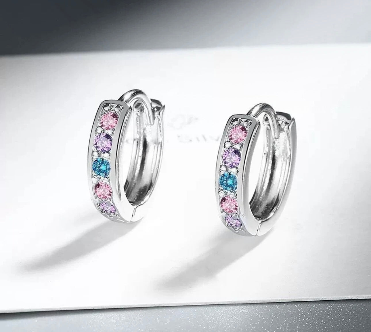 Multicoloured Flowers Huggie Earrings