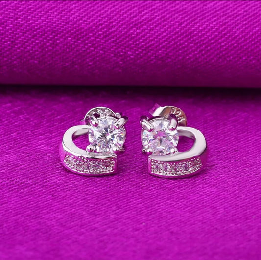 Crystal Silver Stud Earrings