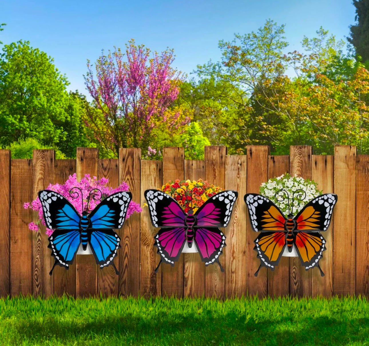 3pc Metal Butterfly Wall Plant Pots