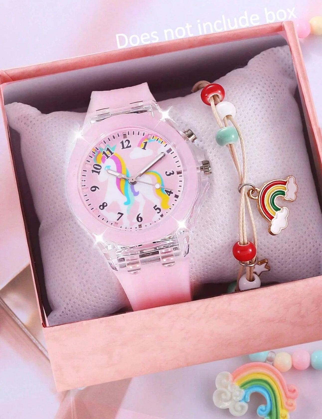 Girls 2pc Light Up Wrist Watch & Bracelet Gift Set