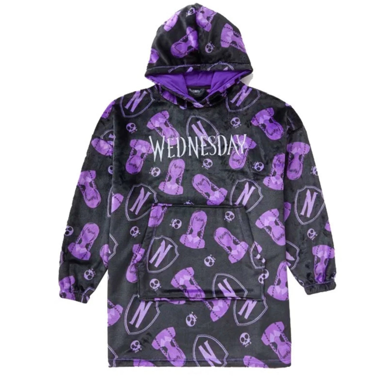 Girls Black & Purple Hooded Blanket