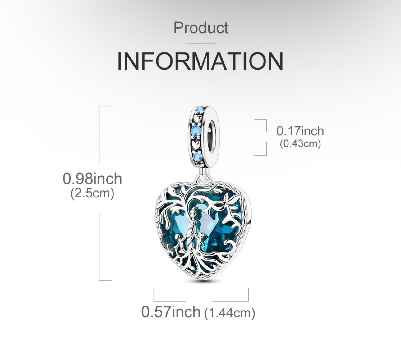 Blue Heart Family Tree Charm