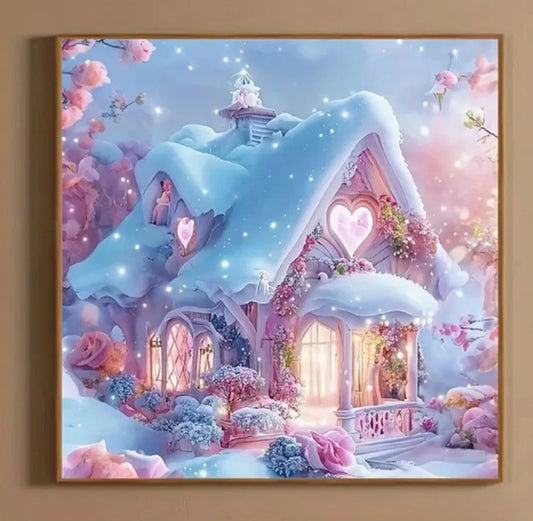 Snowy Fairytale Cottage Diamond Art