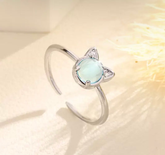 Cat Moonstone Ring