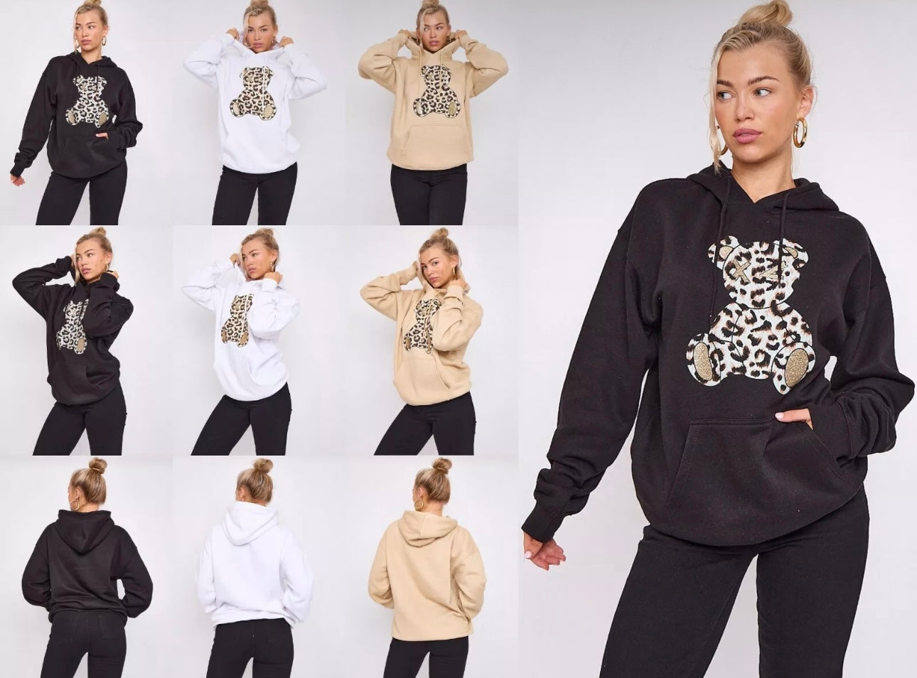 Oversized Leopard Print Teddy Hoodie
