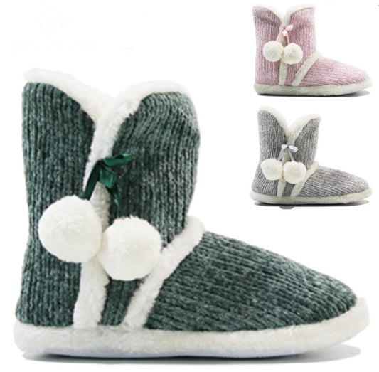 Ladies Plush Slipper Boots