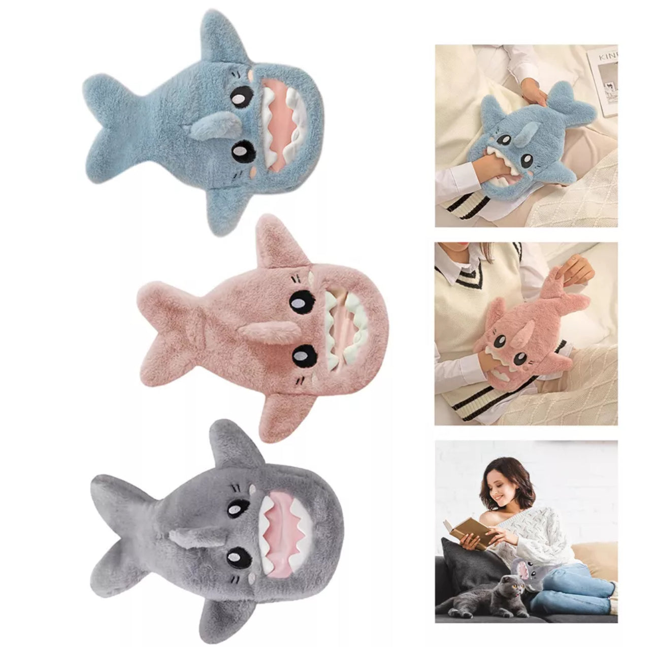 Cute Plush Shark Water Hot Bottle (With Cover)