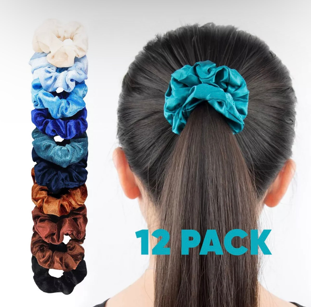 12pk Velvet Hair Scrunchies