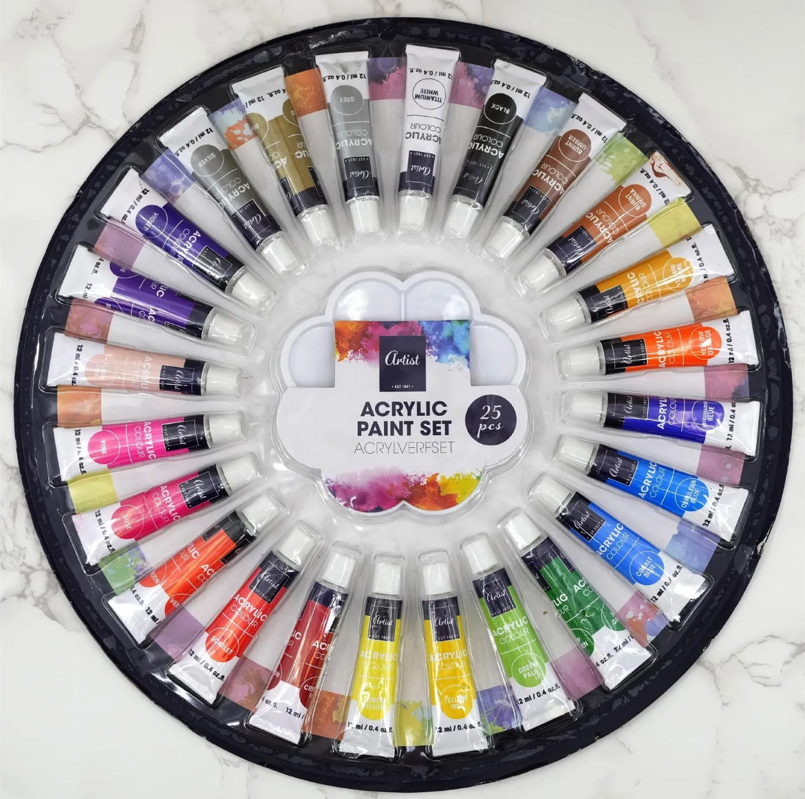 25 Piece Acrylic Paint Set