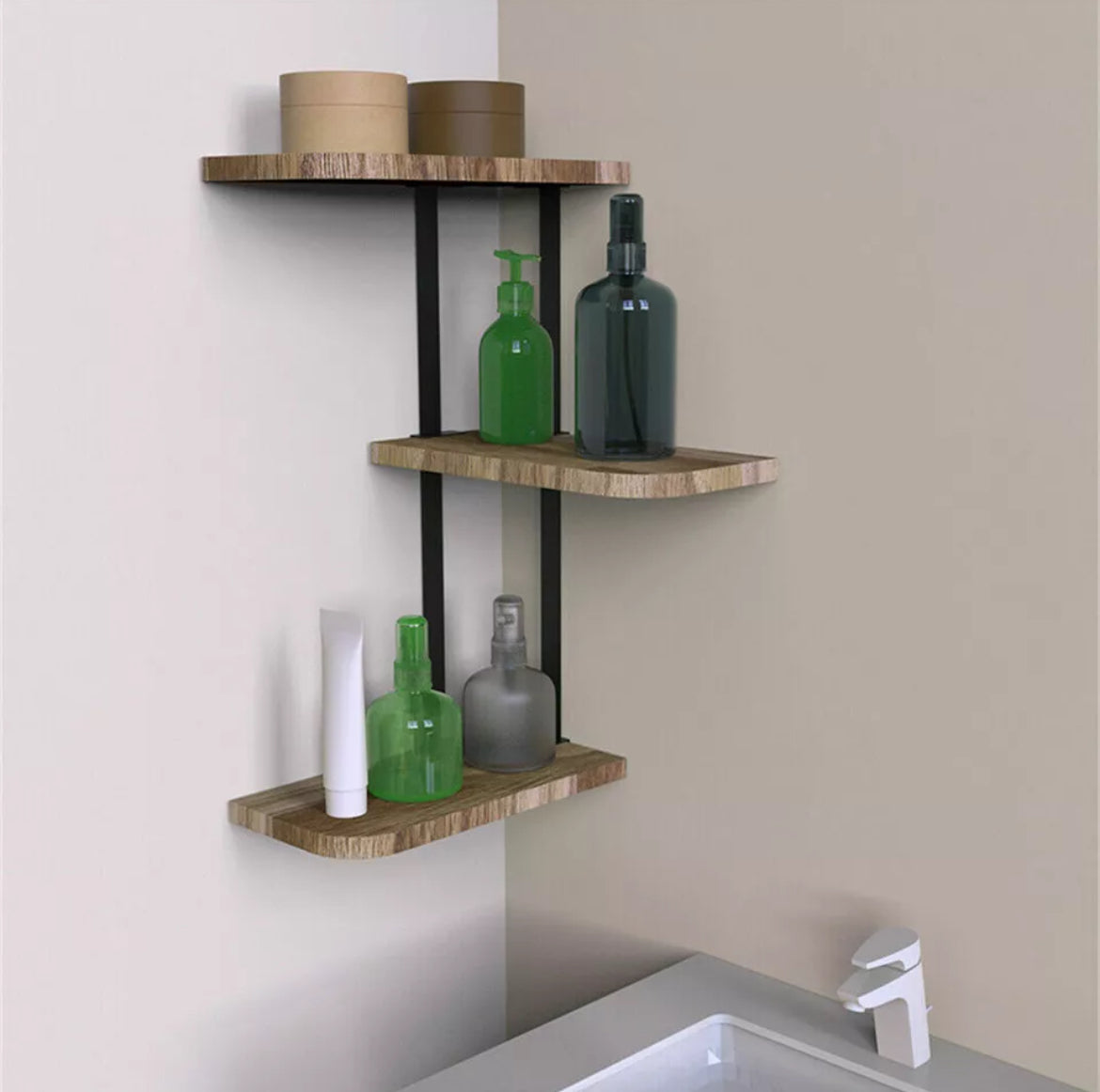 3 Tier Floating Corner Shelf