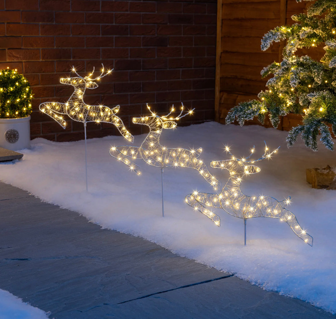 Set Of 3 Reindeer Garden Lights