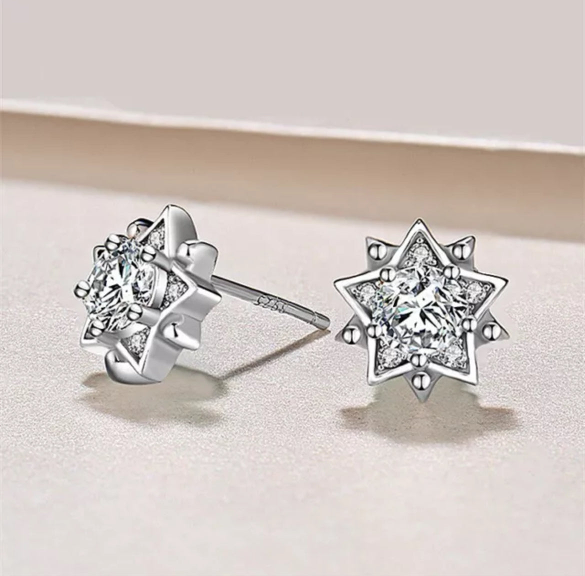 Double Pentagram CZ Earrings