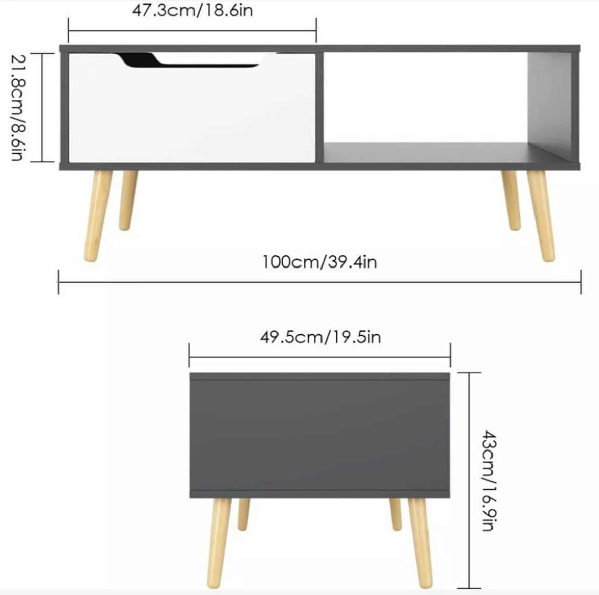 Wooden Grey & White Coffee Table