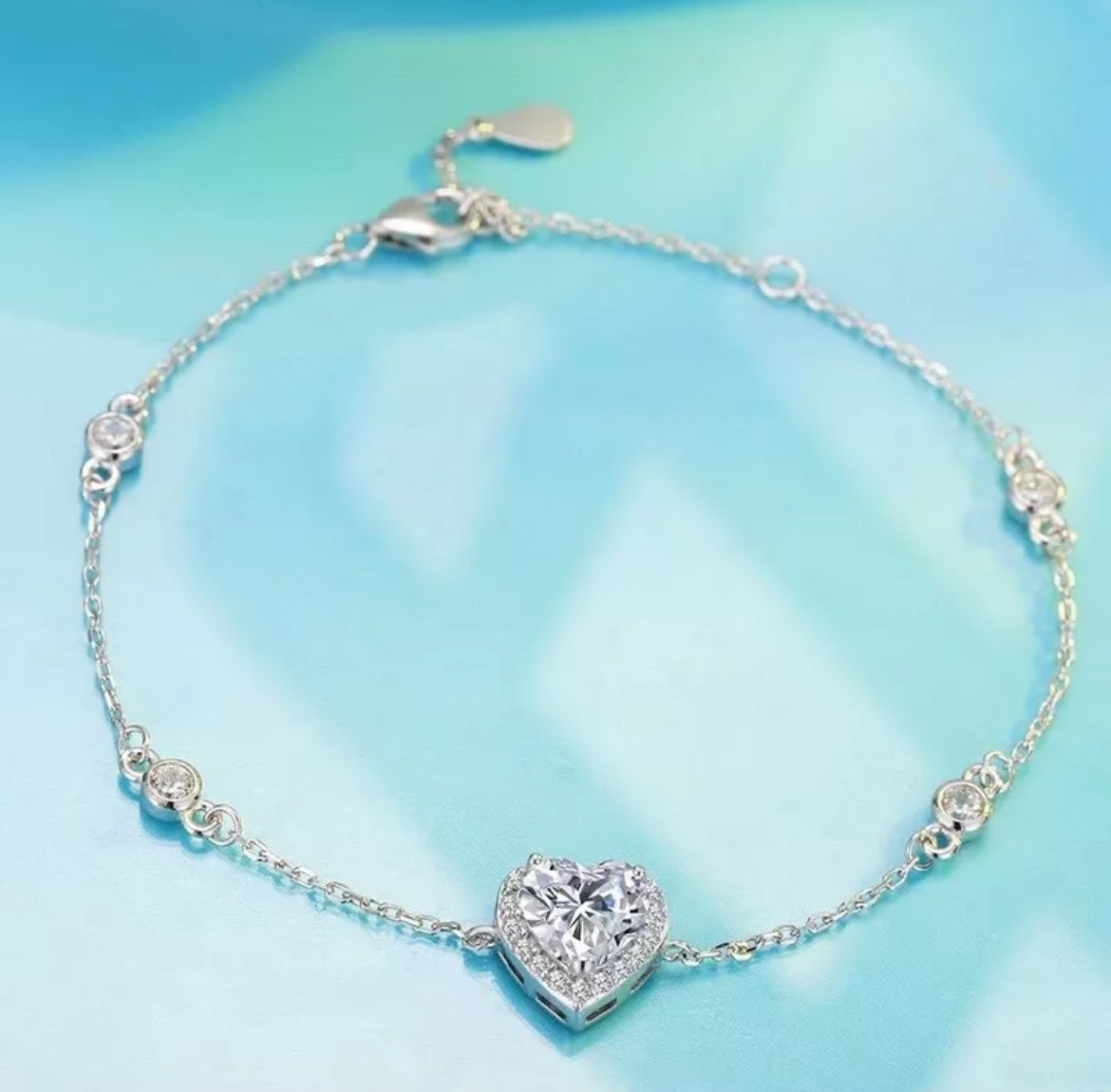 Crystal Heart Charm Bracelet