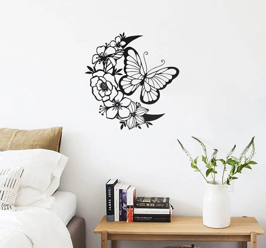 Metal Flowers & Butterfly Wall Art