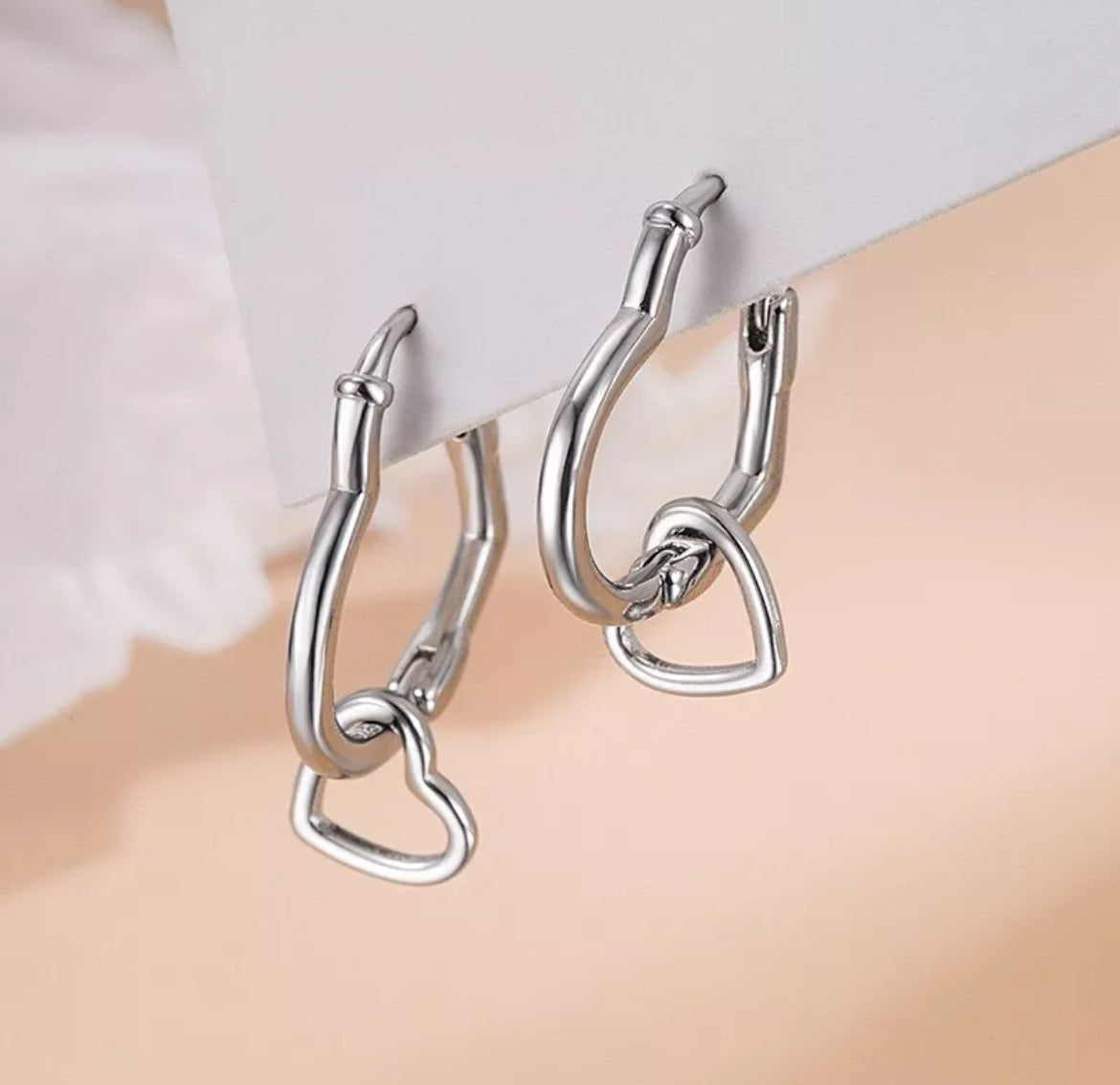 Double Heart Hoop Earrings