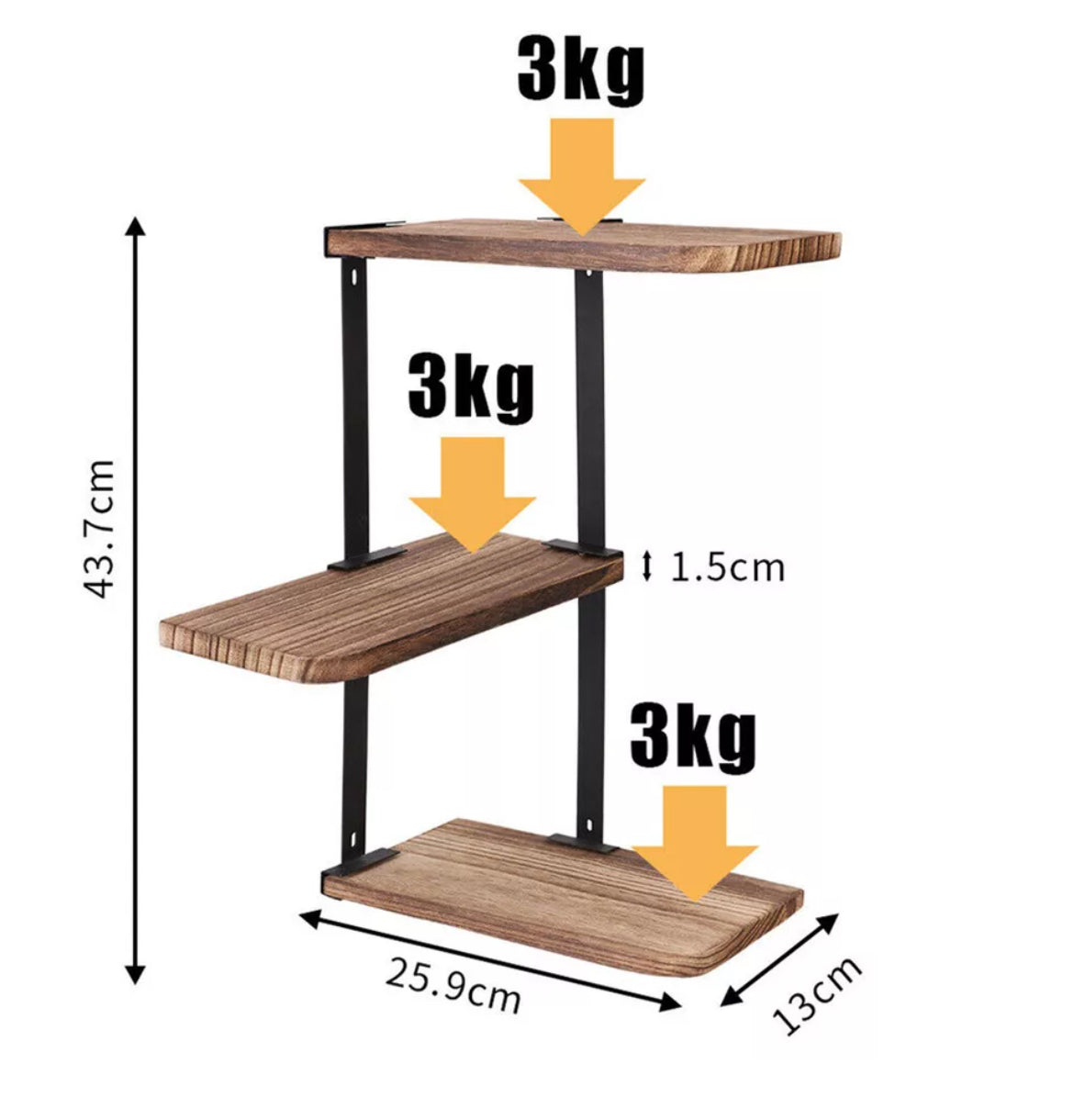 3 Tier Floating Corner Shelf