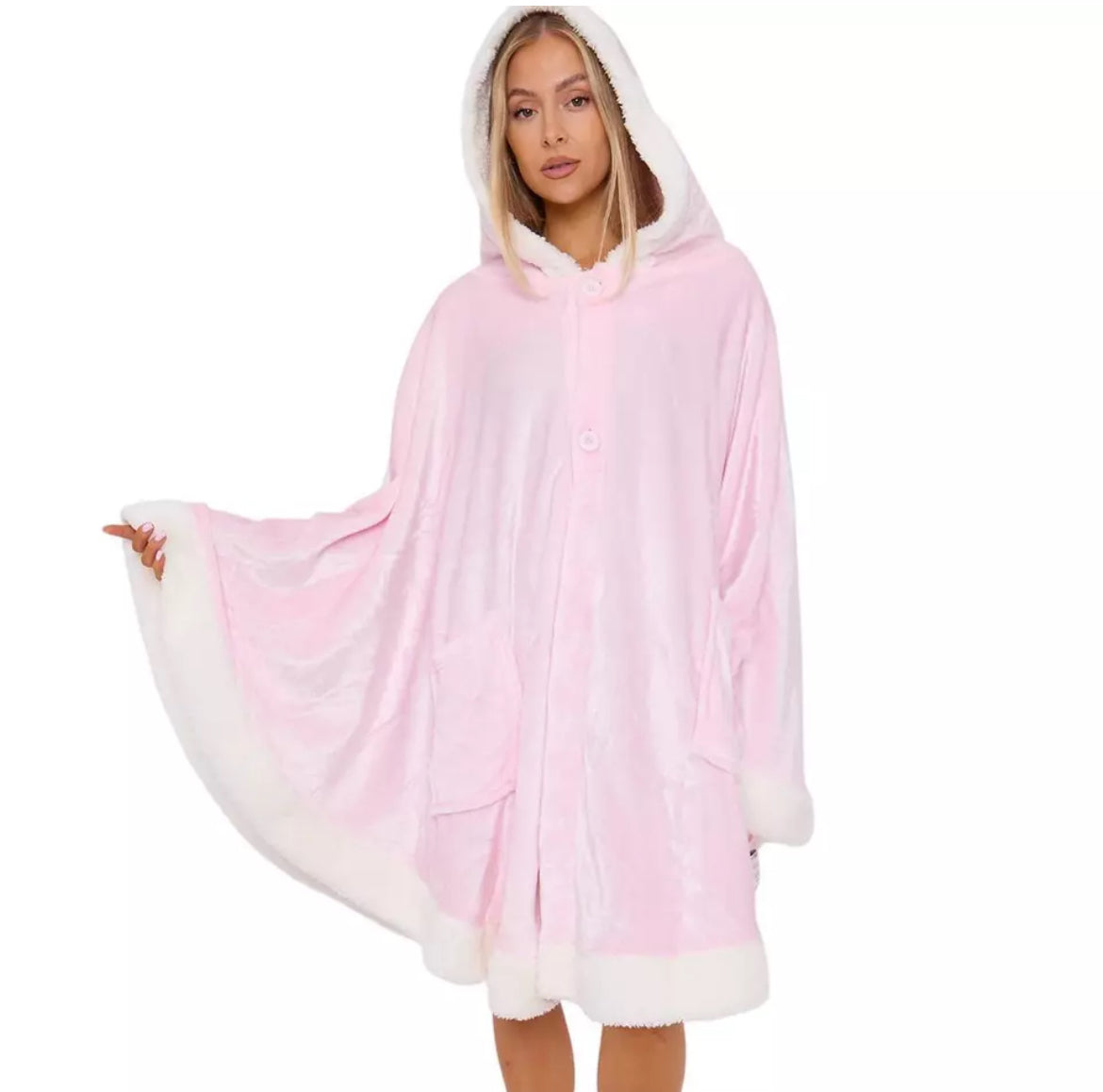 Oversized Fleece Poncho Hooded Blanket