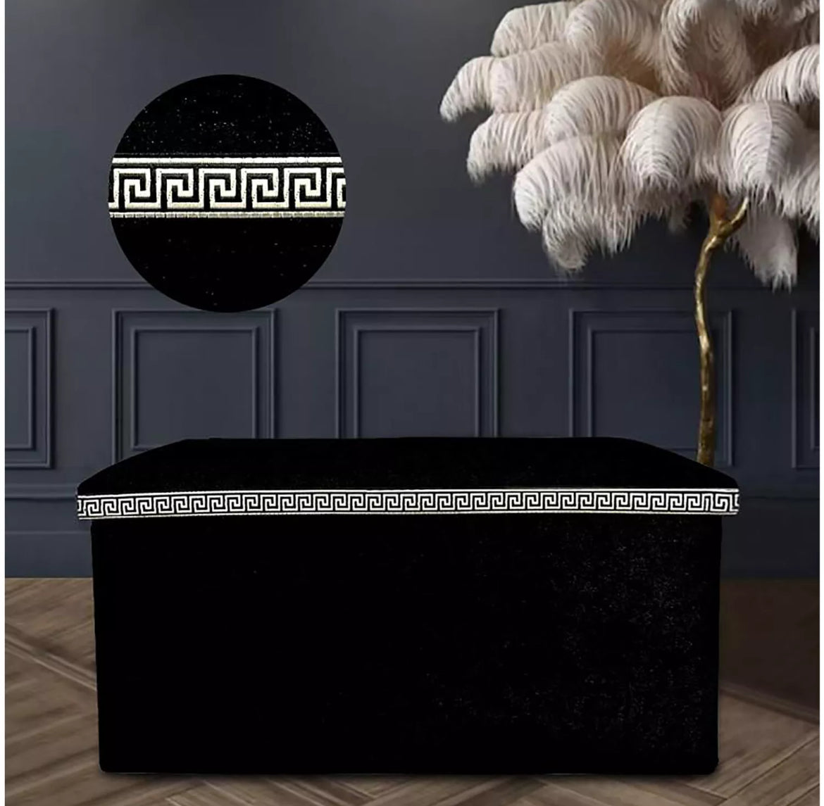 Crushed Velvet Ottoman Storage Box