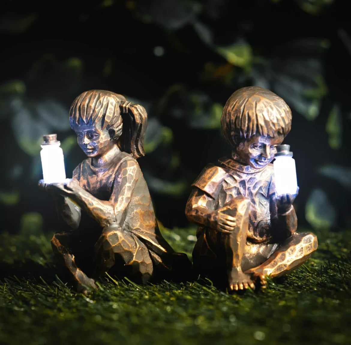 Boy & Girl With Solar Fairy Jars