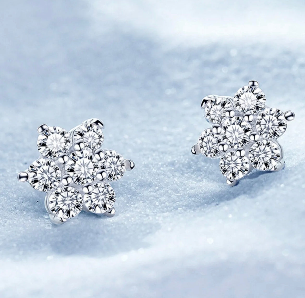 925 Sterling Silver Snowflake Studs