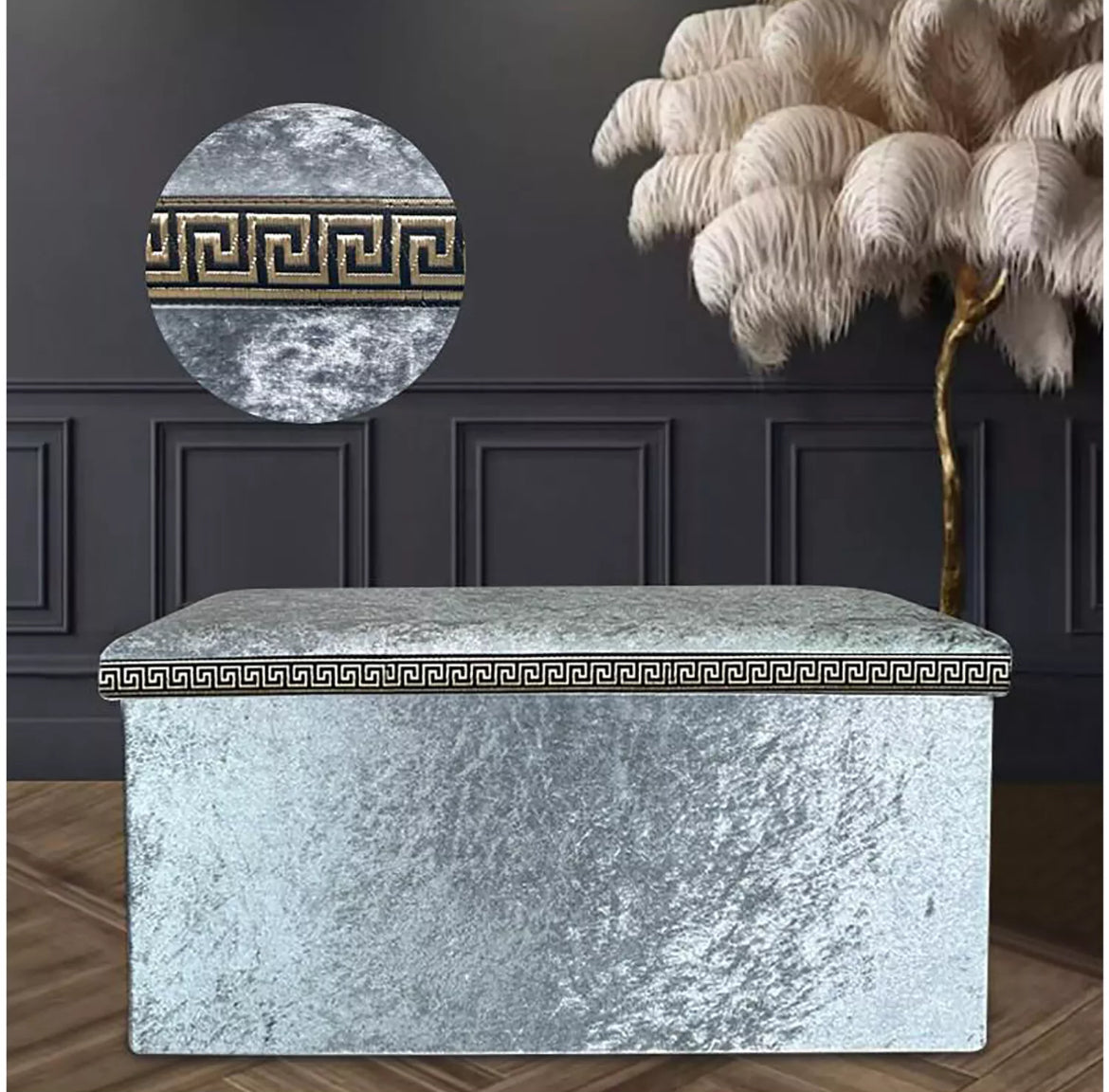 Crushed Velvet Ottoman Storage Box