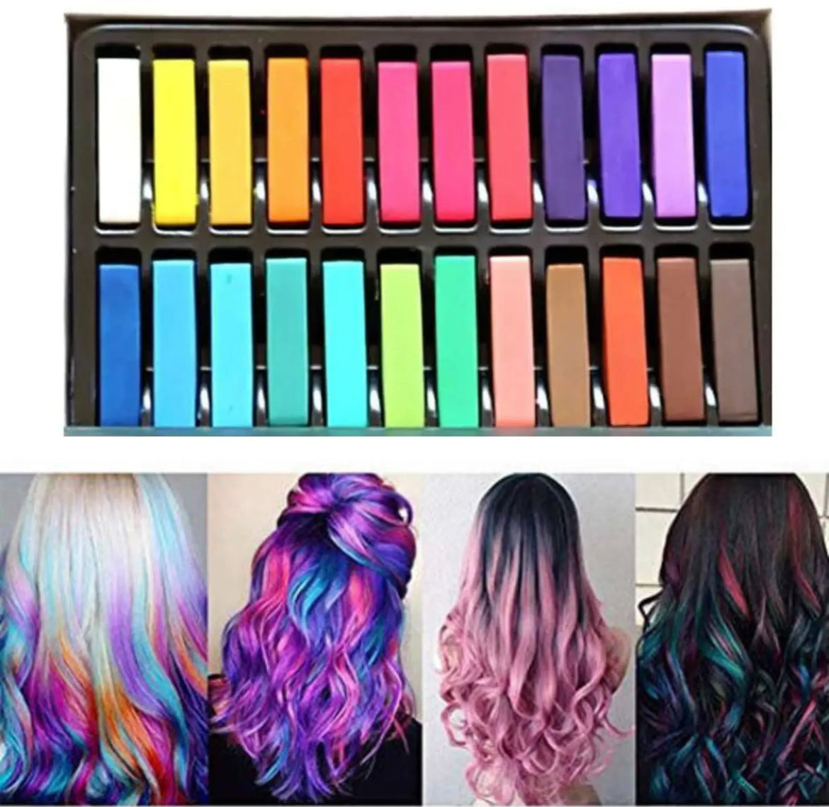 24 Piece Temporary Hair Chalk