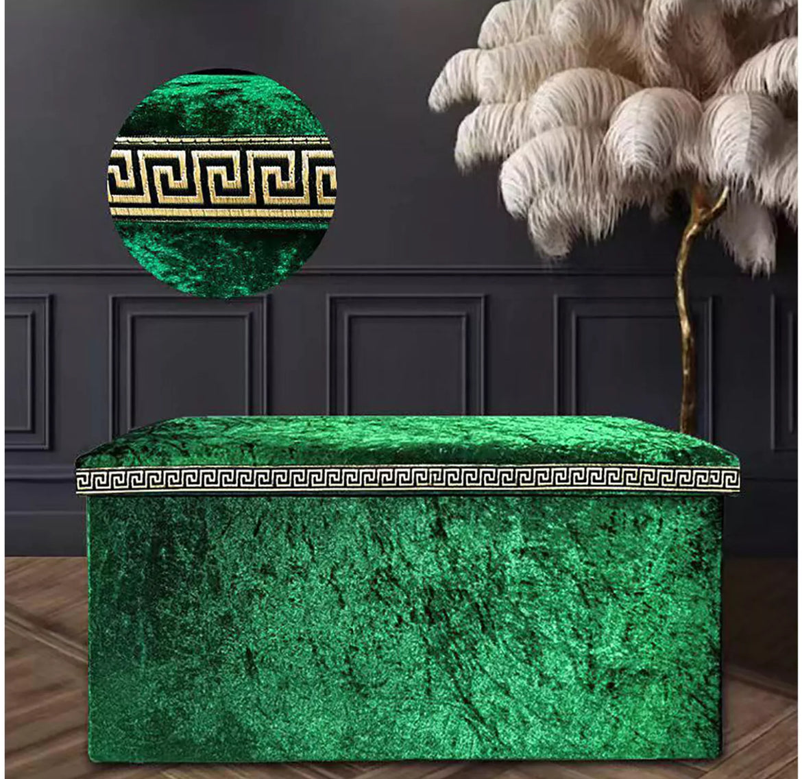 Crushed Velvet Ottoman Storage Box