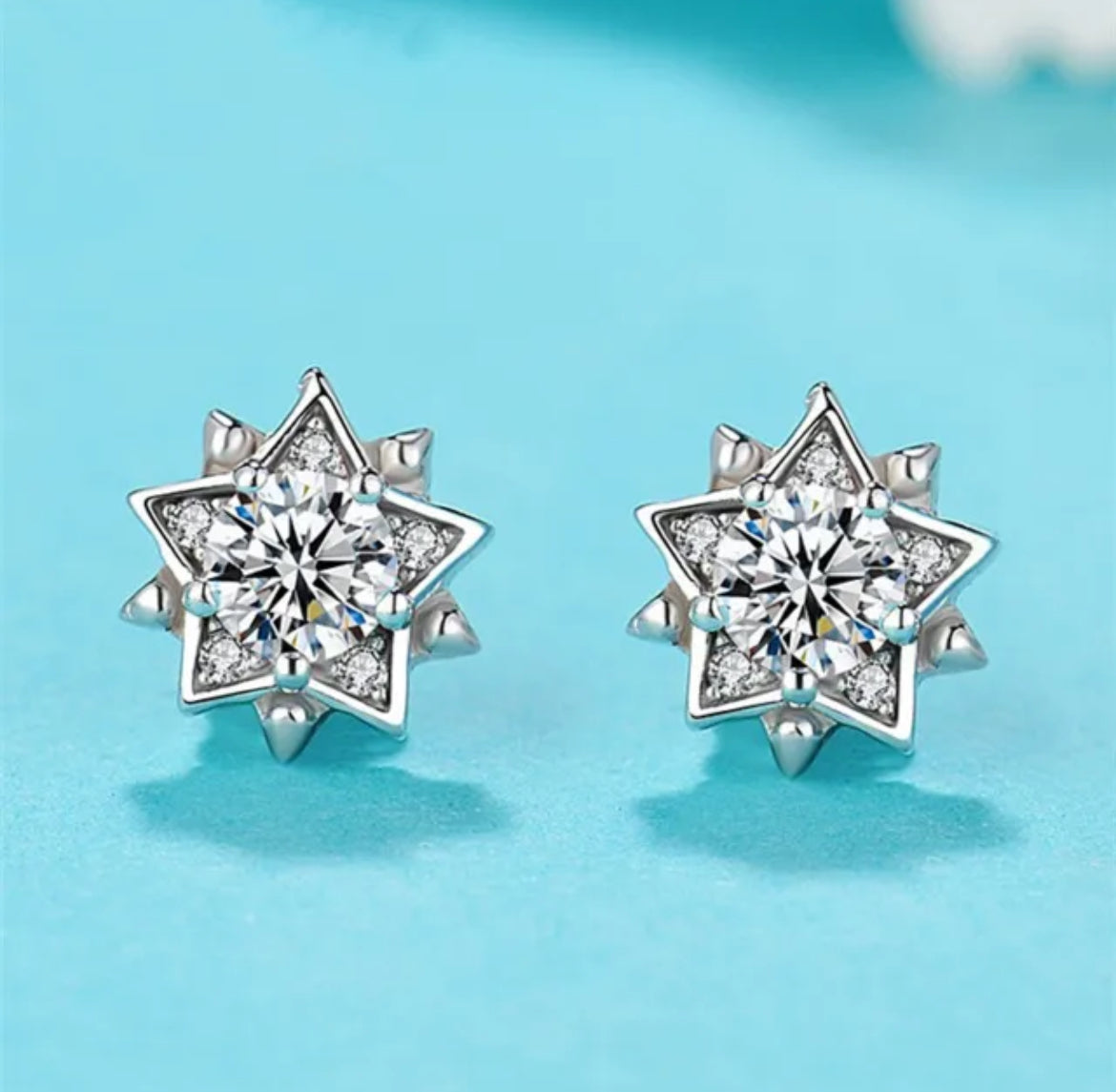 Double Pentagram CZ Earrings