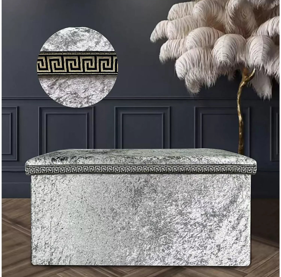 Crushed Velvet Ottoman Storage Box