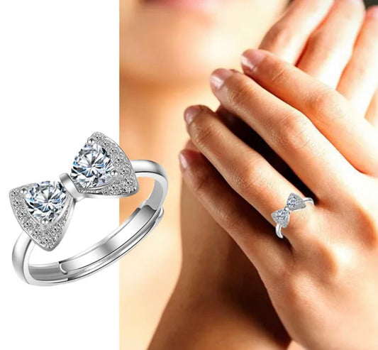 925 Sterling Silver Adjustable Bow Ring