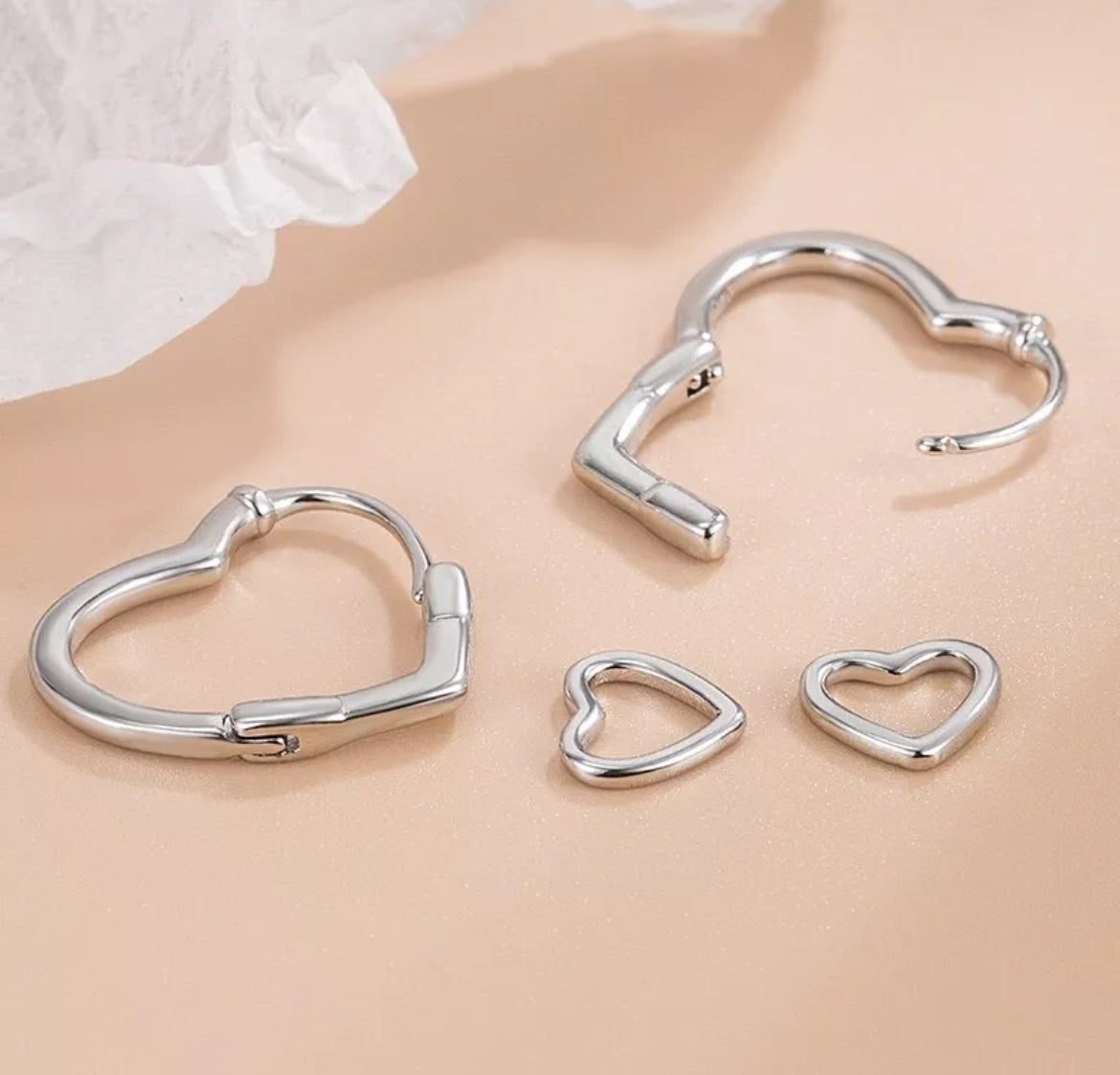 Double Heart Hoop Earrings