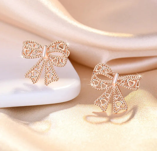 Rose Gold Bow Earrings