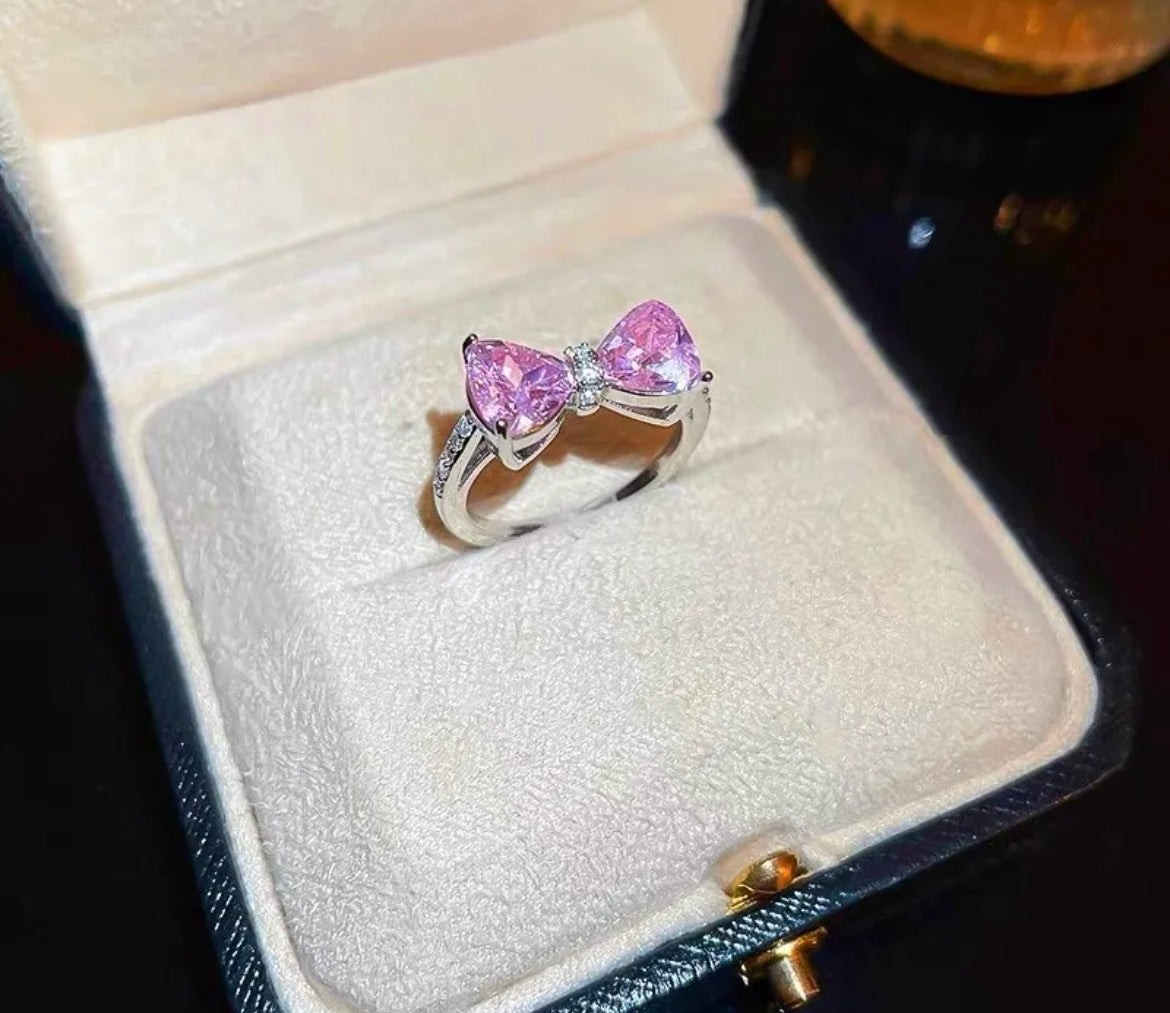 Adjustable Pink Bow Ring