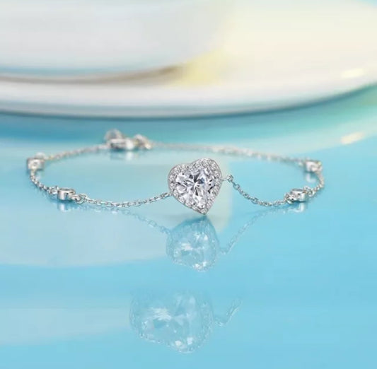 Crystal Heart Charm Bracelet