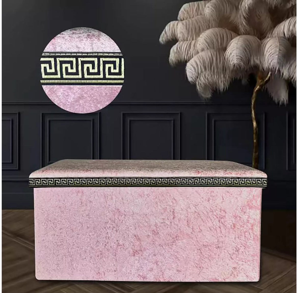 Crushed Velvet Ottoman Storage Box